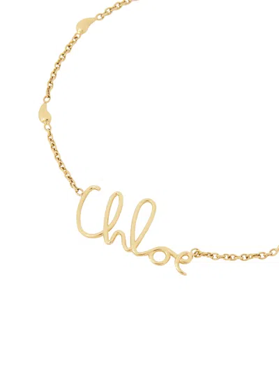 Chloé Logo-lettering Pendant Necklace In Gold
