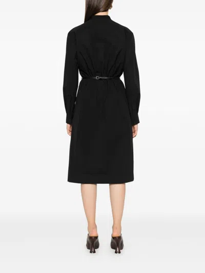 Gucci Mini Dress With Long Sleeves And Belted Waist In Black