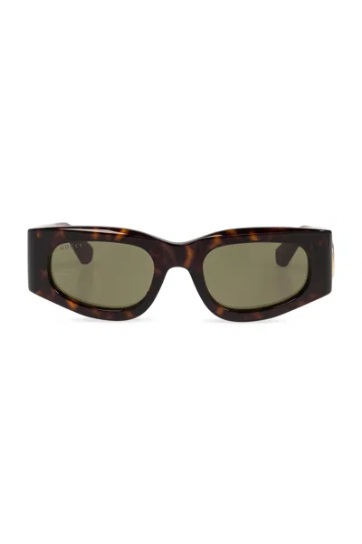 Gucci Interlocking G Rectangular Sunglasses In Brown