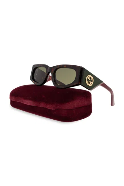 Gucci Interlocking G Rectangular Sunglasses In Brown