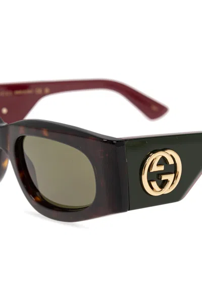 Gucci Interlocking G Rectangular Sunglasses In Brown