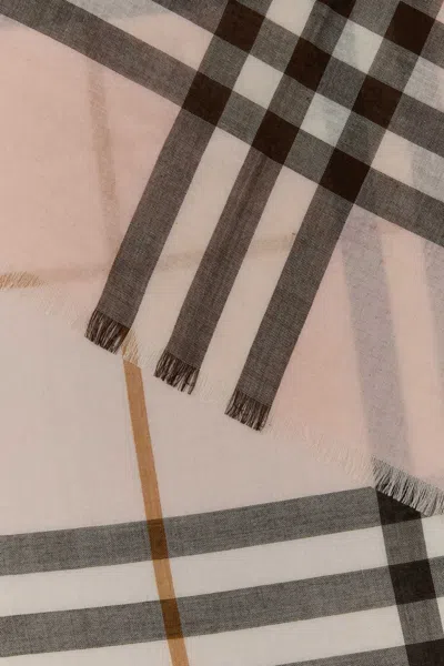 Burberry Embroidered Wool Blend Scarf In Pink
