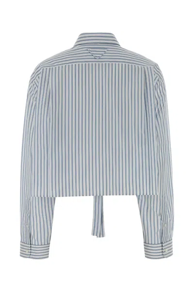 Prada Embroidered Poplin Shirt In Multi