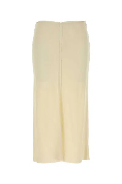 Ami Alexandre Mattiussi Stretch Viscose Skirt Featuring Back Slit In White
