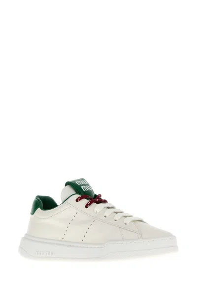Miu Miu White Leather Sneakers In White