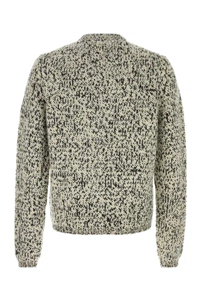 Prada Wool Cardigan With Textured Knit Design In Neutral