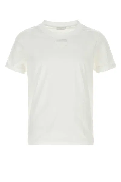Prada Crew Neck Short Sleeve Fitted T-shirt In White