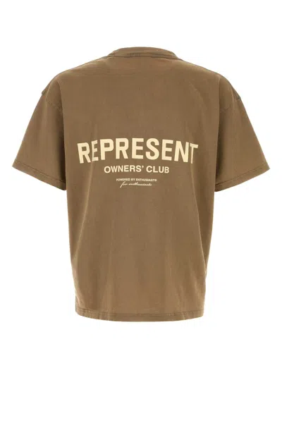 Represent Brown T-shirt With Logo On The Front And Maxi Logo On The Back In Cotton Man In Brown