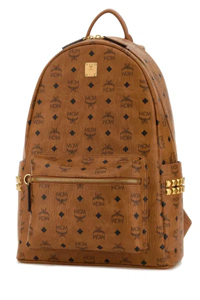 Mcm Canvas Backpack Featuring Adjustable Straps In Brown