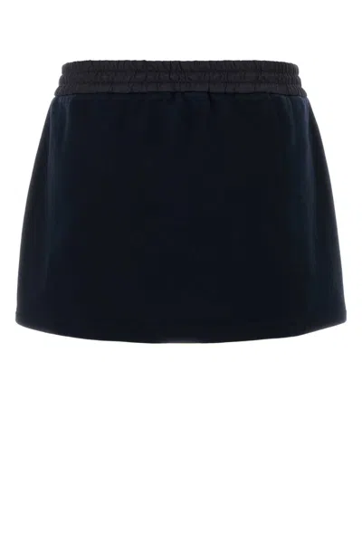 Miu Miu Midnight Blue Cotton Mini Skirt In Blue