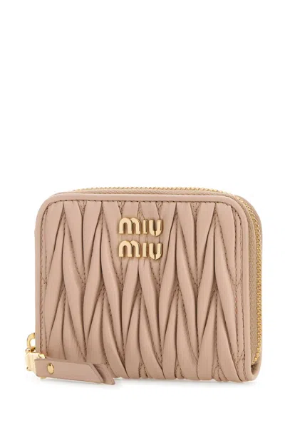 Miu Miu Powder Pink Leather Coin Purse In Pink