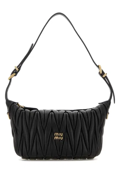 Miu Miu Black Leather Handbag In Black