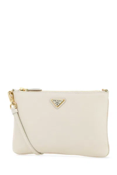 Prada White Leather Crossbody Bag In White