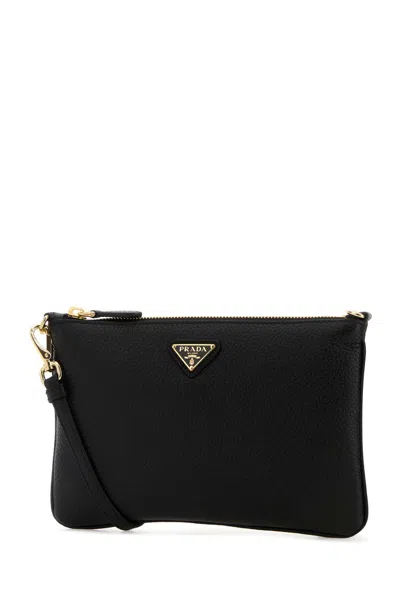 Prada Black Leather Crossbody Bag In Black