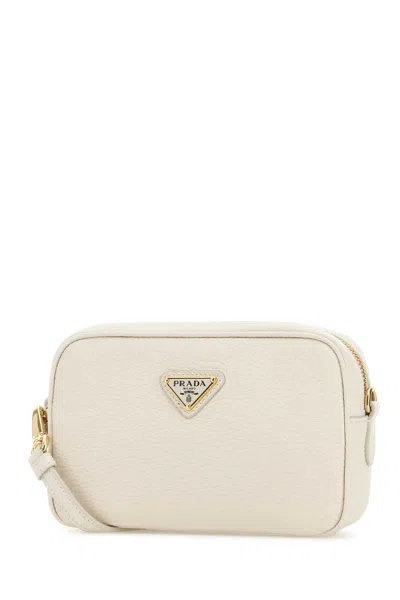 Prada White Leather Crossbody Bag In White