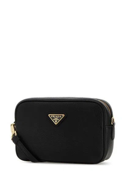 Prada Black Leather Crossbody Bag In Black