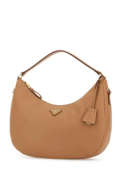 Prada Camel Leather Handbag In Neutral