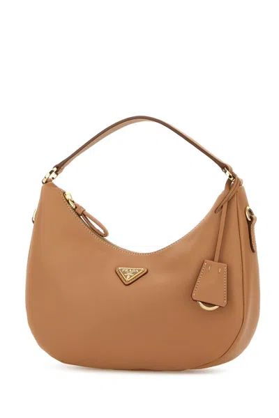 Prada Camel Leather Handbag In Neutral