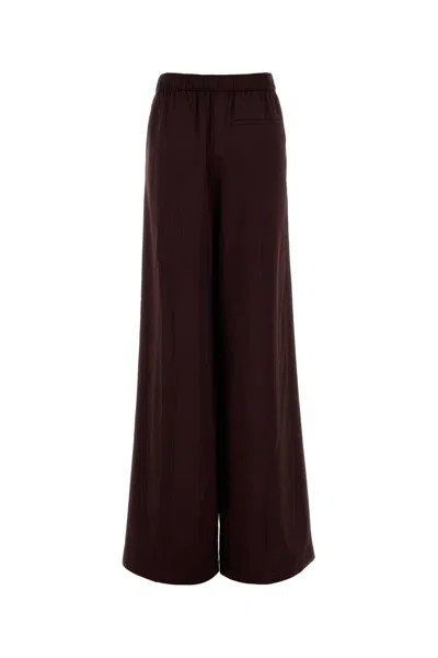 Tory Burch Pintuck Wide-leg Satin Trousers In Brown