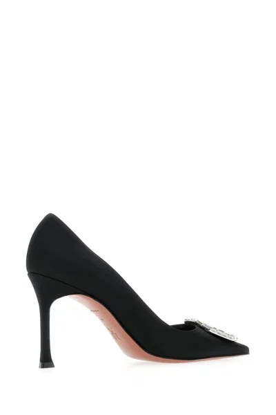 Amina Muaddi Camelia Pump 90 Satin Black White In Multi