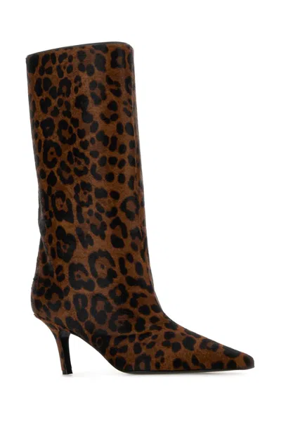 Amina Muaddi Printed Calf Hair Fiona Boots In Animal Print