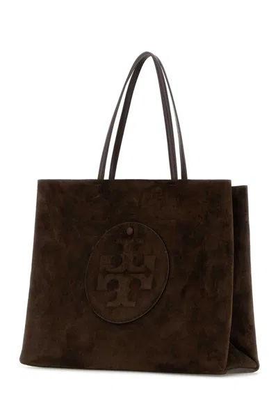 Tory Burch Brown Suede Ella Shopping Bag In Brown