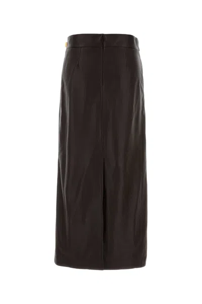 Ferragamo Dark Brown Leather Skirt In Brown