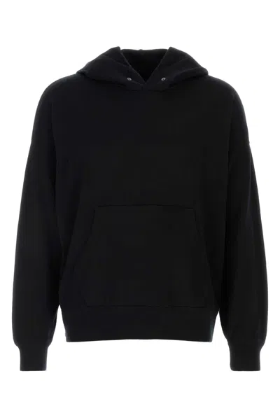 Visvim Hooded Sweatshirt With Front Pocket And Ribbed Cuffs In Black