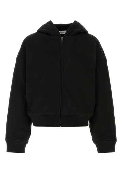 Entire Studios Black Cotton Thermal Oversize Sweatshirt In Black