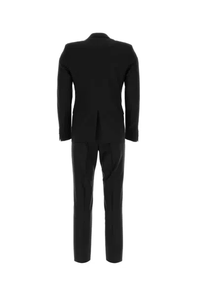 Prada Wool Blend Suit Notch Lapel Design In Black