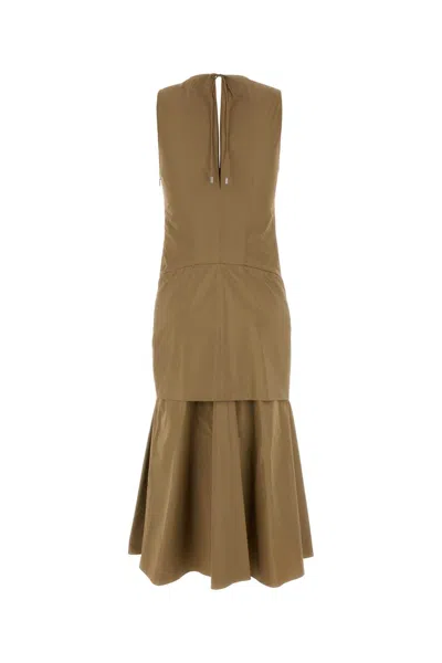 Loewe Camel Poplin Dress In Green
