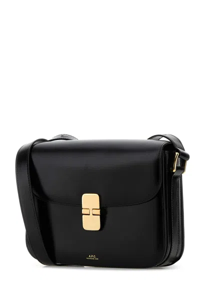 Apc Black Leather Grace Crossbody Bag In Black