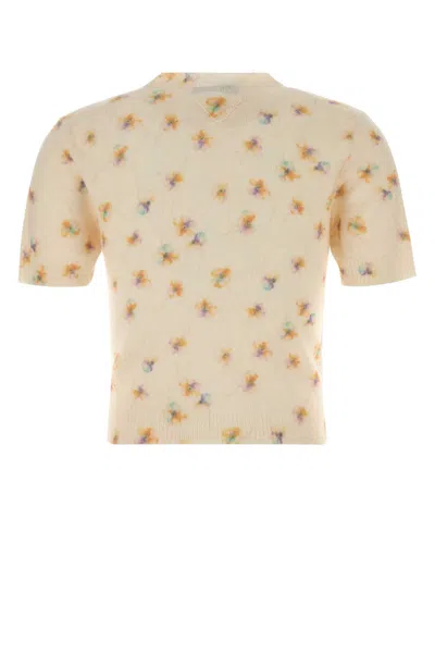 Prada Embroidered Wool Sweater In Neutral