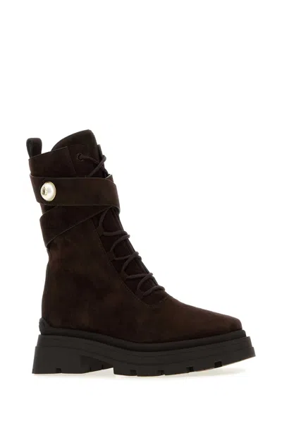 Jimmy Choo Women Dark Brown Suede Noemi Boots In Brown