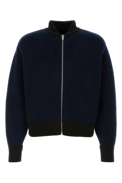 Jil Sander Dark Blue Wool Blend Cardigan In Blue