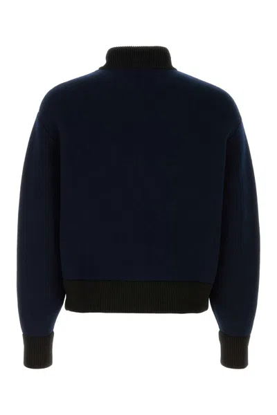 Jil Sander Dark Blue Wool Blend Cardigan In Blue