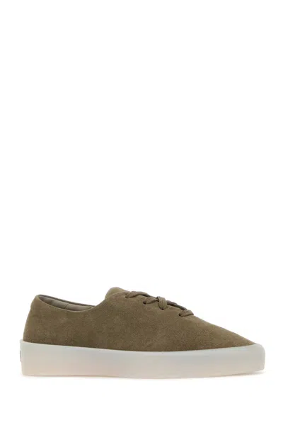 Fear Of God Dove Grey Suede Sneakers In Green