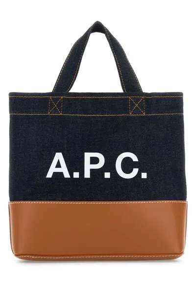 Apc A.p.c. Denim Mini Axel Shopping Bag In Brown