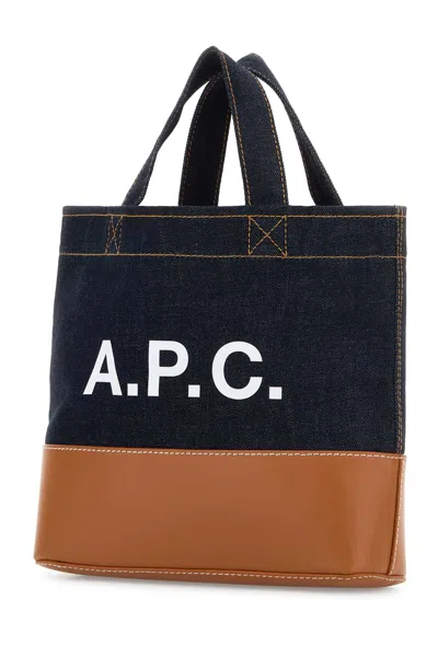 Apc A.p.c. Denim Mini Axel Shopping Bag In Brown