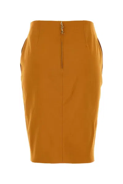 Saint Laurent Pastel Orange Stretch Viscose Blend Skirt In Orange