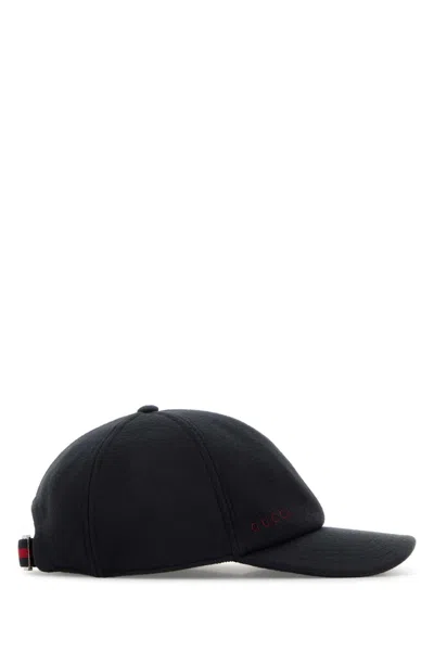 Gucci Wool Baseball Cap Featuring A Curved Brim In Black