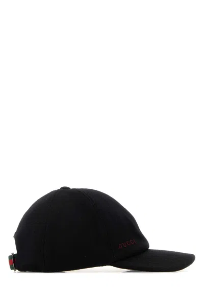 Gucci Wool Baseball Cap Featuring A Curved Brim In Black