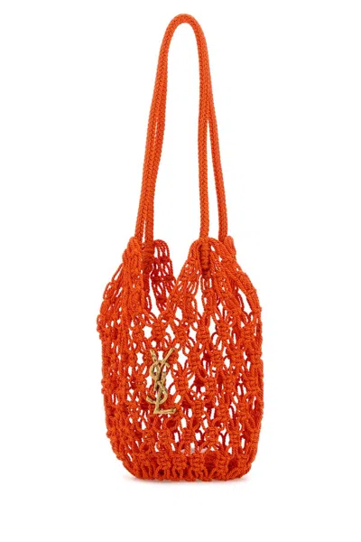 Saint Laurent Orange Crochet Bucket Bag