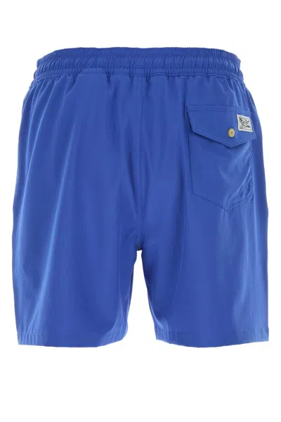 Polo Ralph Lauren Cerulean Blue Stretch Polyester Swimming Shorts In Blue