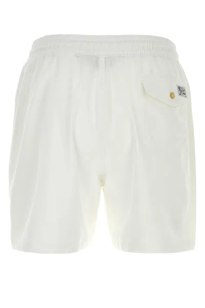 Polo Ralph Lauren White Stretch Polyester Swimming Shorts In White