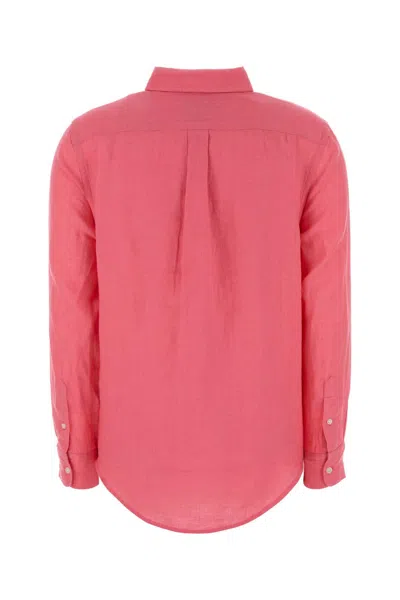 Polo Ralph Lauren Dark Pink Linen Shirt In Red