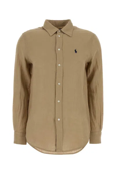 Polo Ralph Lauren Beige Linen Shirt In Brown