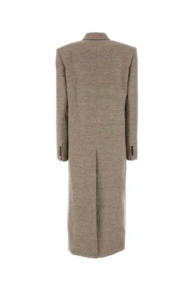 Magda Butrym Melange Cappuccino Silk Blend Coat In Neutral