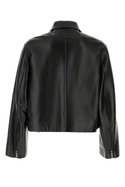 Loewe Belted Leather Jacket In Black