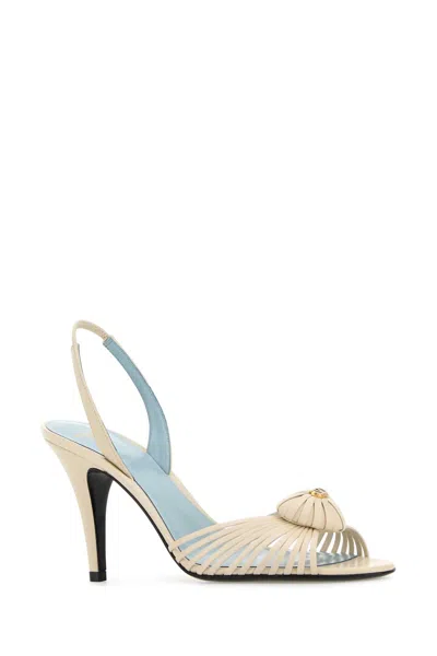 Valentino Ivory Leather Royal Sandals In White